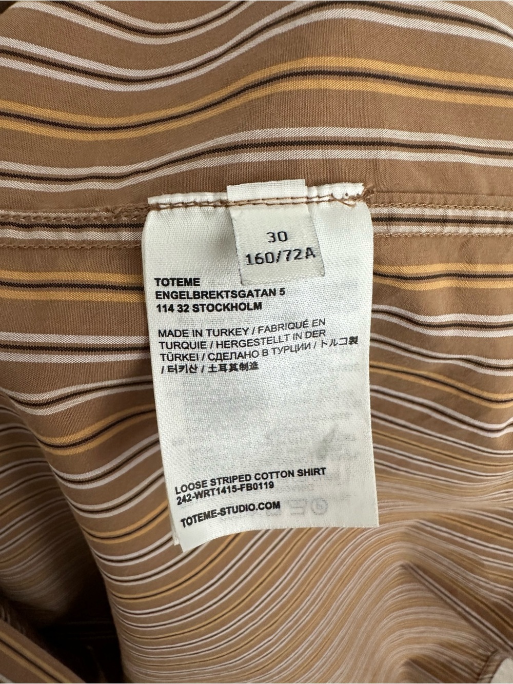 Toteme Brown Striped Button-Down Shirt - Picture 5 of 6